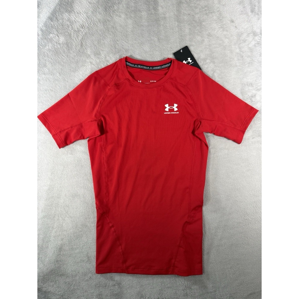 Under Armour Heatgear Compression Short Sleeve Shirt Mens Small Red Active Wear